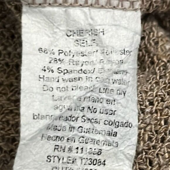 Talulla Tan Oversized V Neck Long Sleeve Stretch Pullover Sweater Medium Boho - Picture 7 of 9